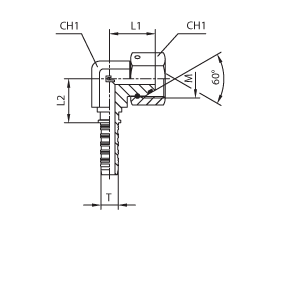 DKM - angle 90° Compact - fix coupling nut - cone 60°