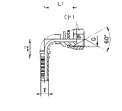 BSP female thread crimped nut 90° angle